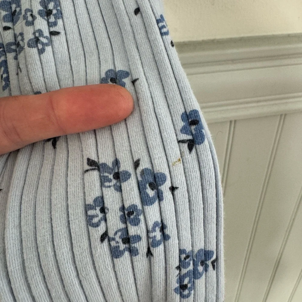 JESSICA SIMPSON Kids Light Blue Floral  Ribbed Cotton Tshirt Pant Set Size 4T